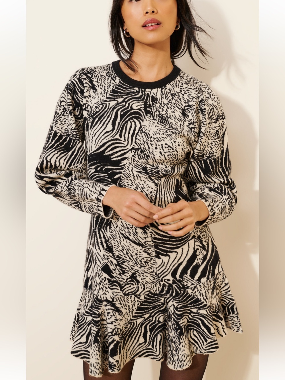 Anthropologie Ruffle Knit Mini Dress